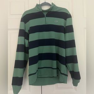 Vineyard Vines Blue and Green Striped Quarter Zip